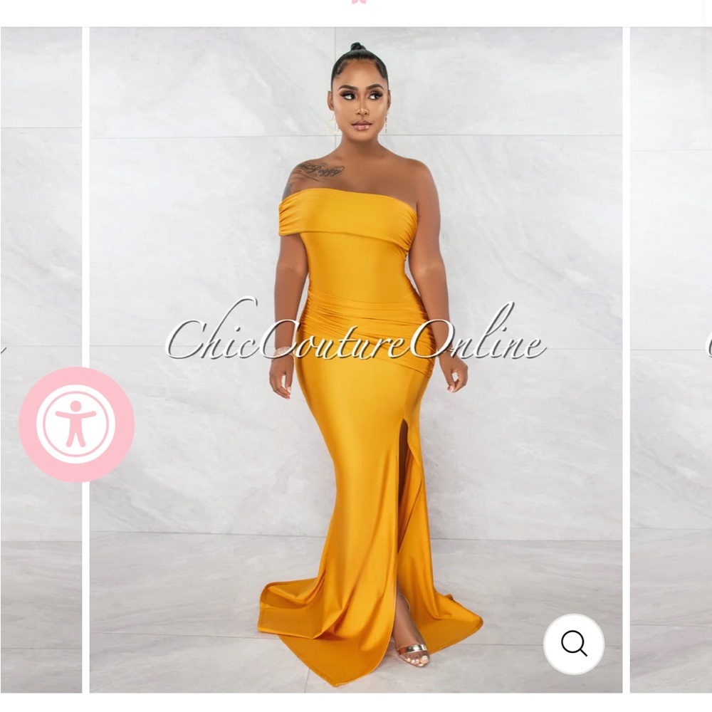 Chic couture online mustard drapé dress